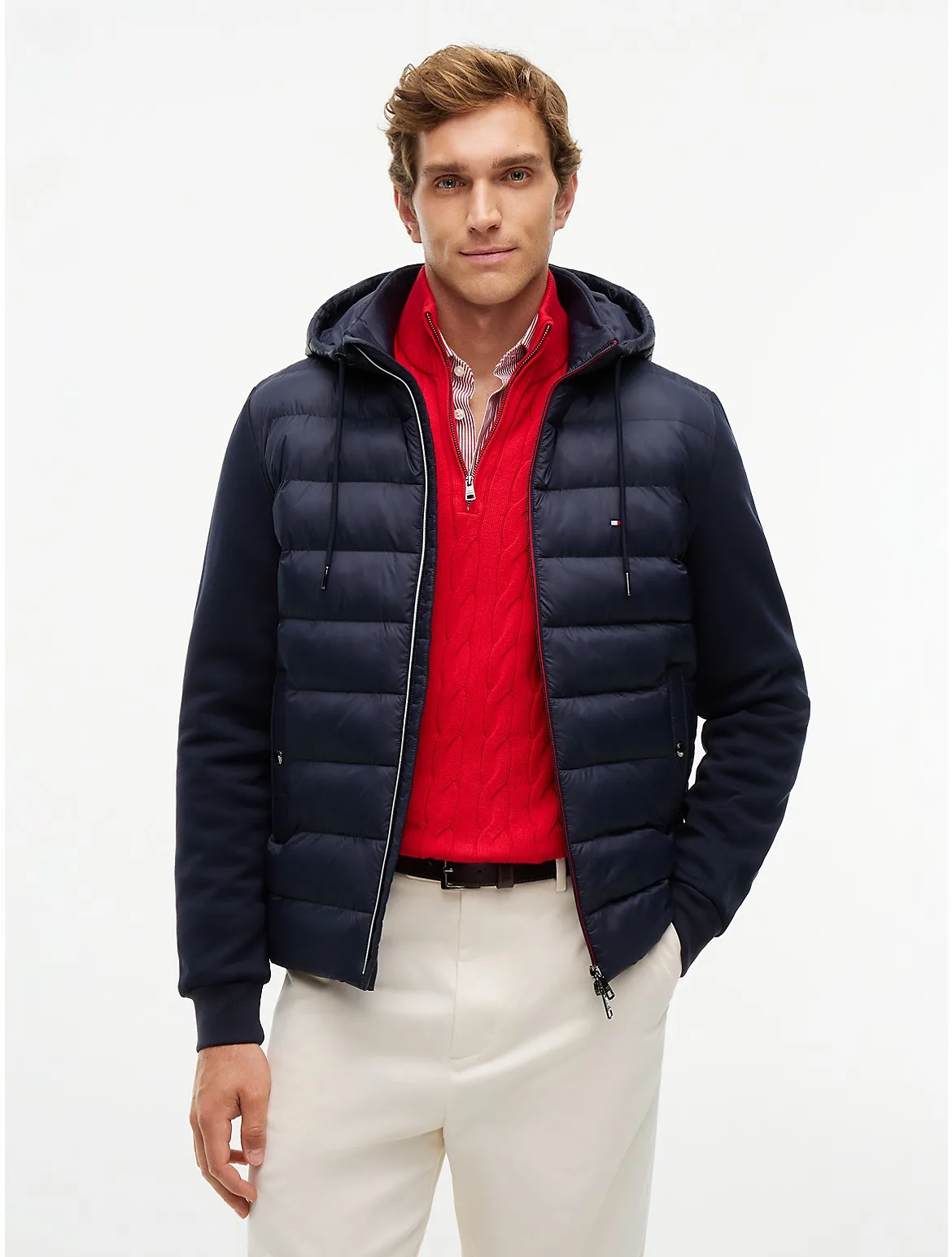 TH Performance Mixed-Media Zip Hoodie by Tommy Hilfiger