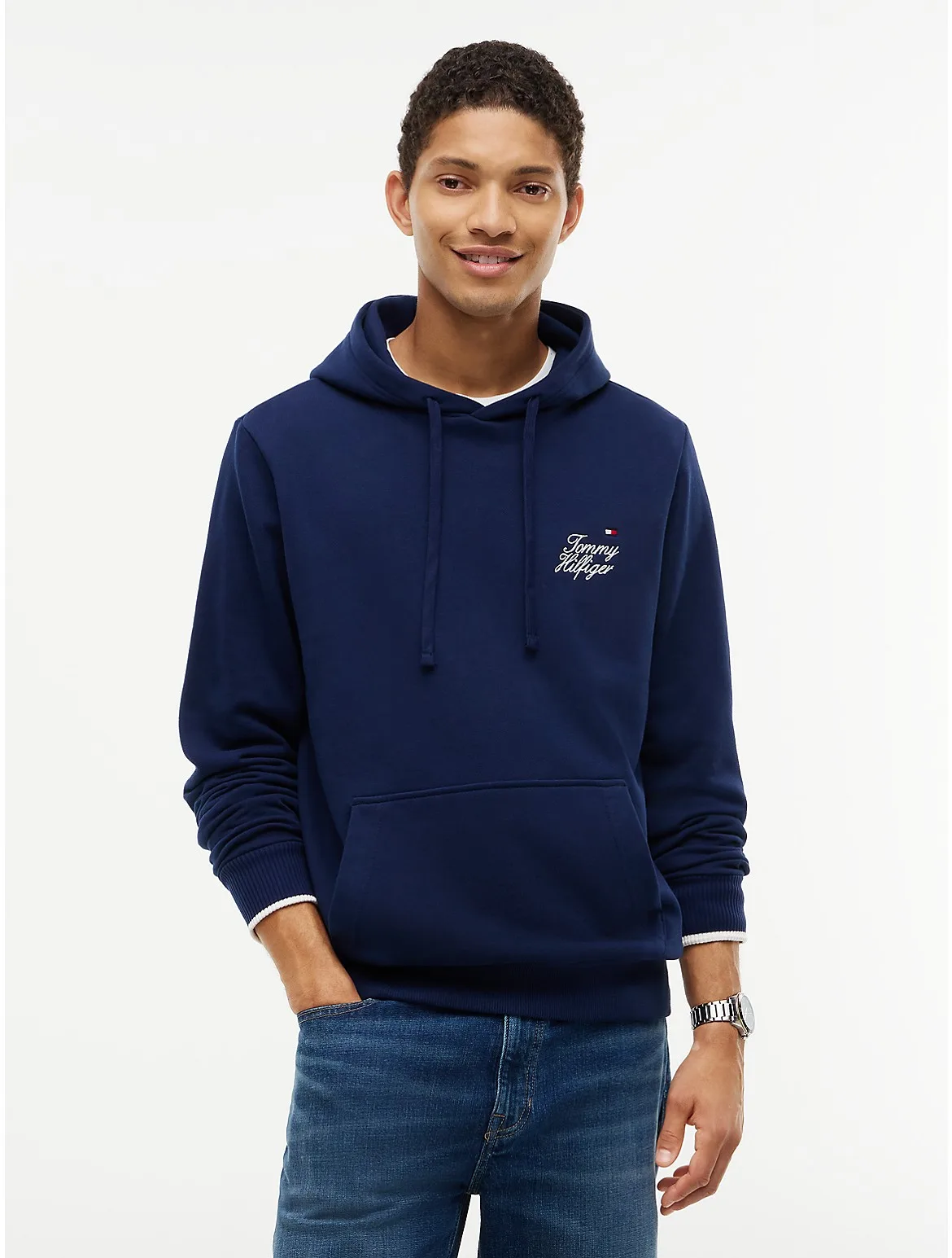 Embroidered Script Logo Hoodie by Tommy Hilfiger