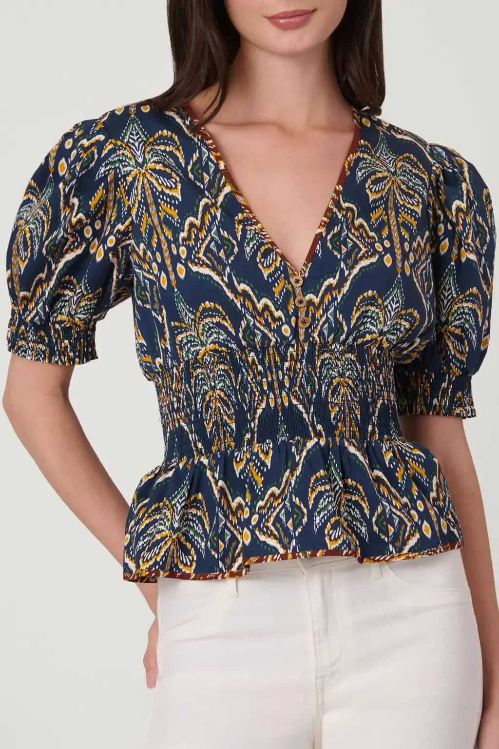 Balinese Palm Print Jocelyn Top by Shoshanna