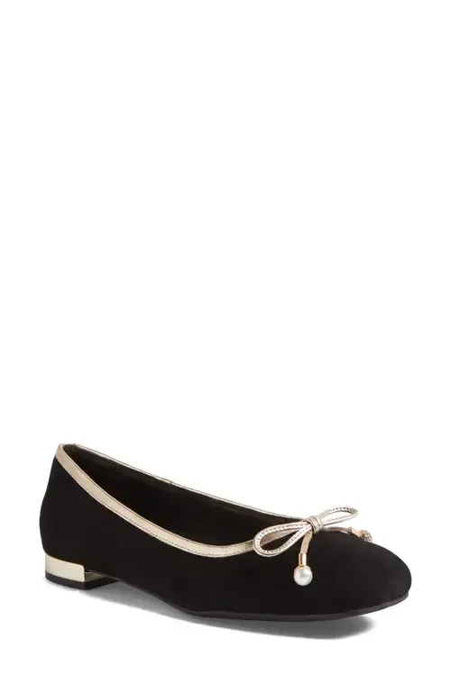 Foyars Ballet Flat in Black Gold Wr Suede by DJANGO AND JULIETTE