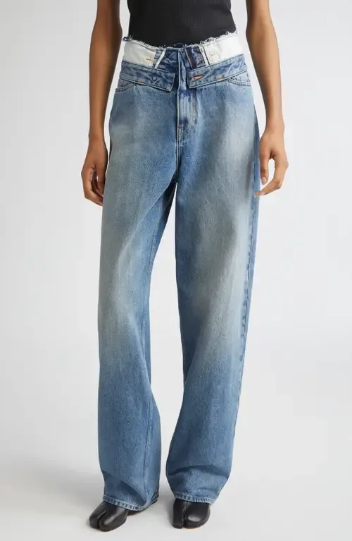 Released Waistband Straight Leg Jeans by MM6 Maison Margiela