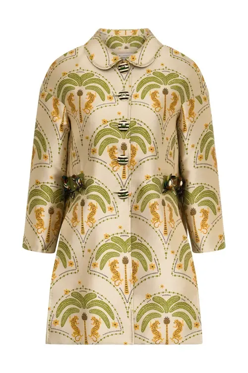 Jacquard Long Jacket with Embroidery by Maison Common