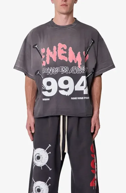 Enemy Oversize Cotton Graphic T-Shirt by mnml