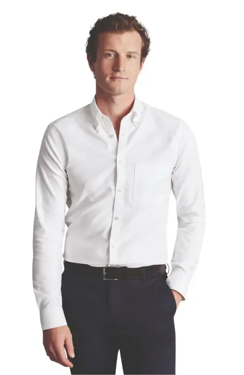 Non-Iron Stretch Oxford Shirt by Charles Tyrwhitt