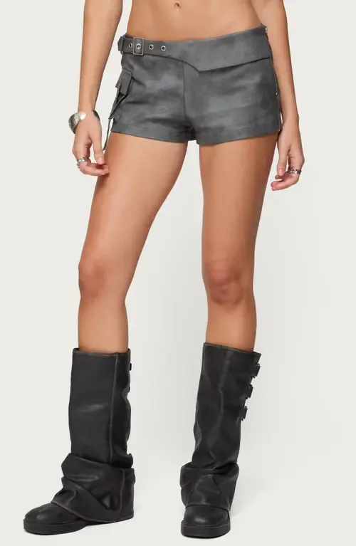 Houston Faux Leather Micro Shorts by EDIKTED