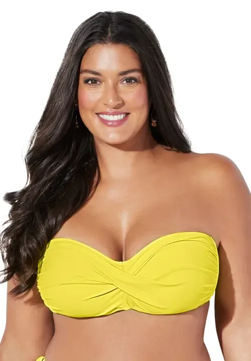Valentine Ruched Bandeau Bikini Top by Swimsuits for All