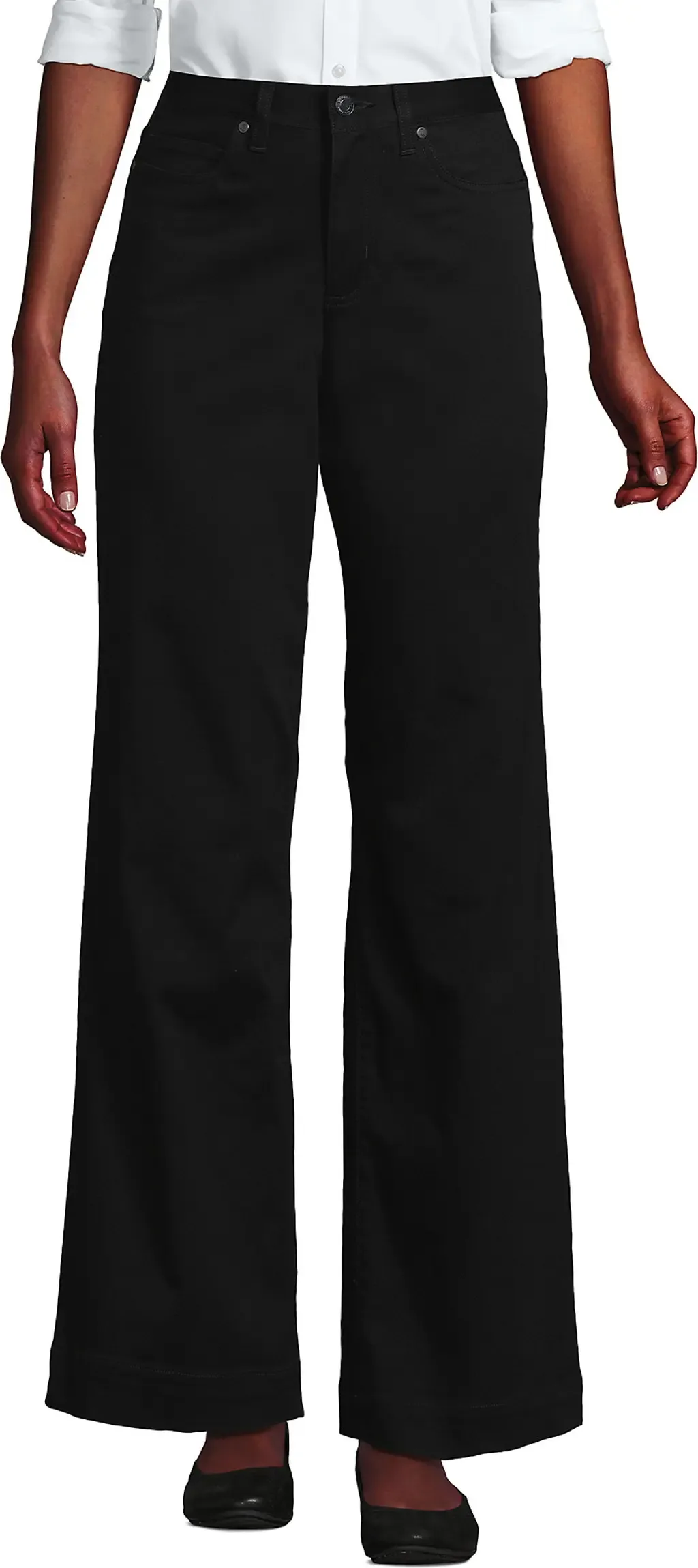 High Rise 5 Pocket Wide Leg Chino Pants by Lands' End