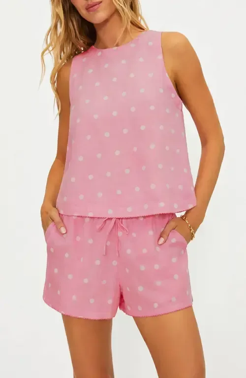 Dollie Polka Dot Sleeveless Cotton & Linen Cover-Up Top by Beach Riot