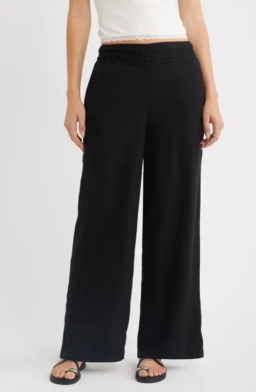 Linen Blend Smocked Waist Wide Leg Pants by Treasure & Bond