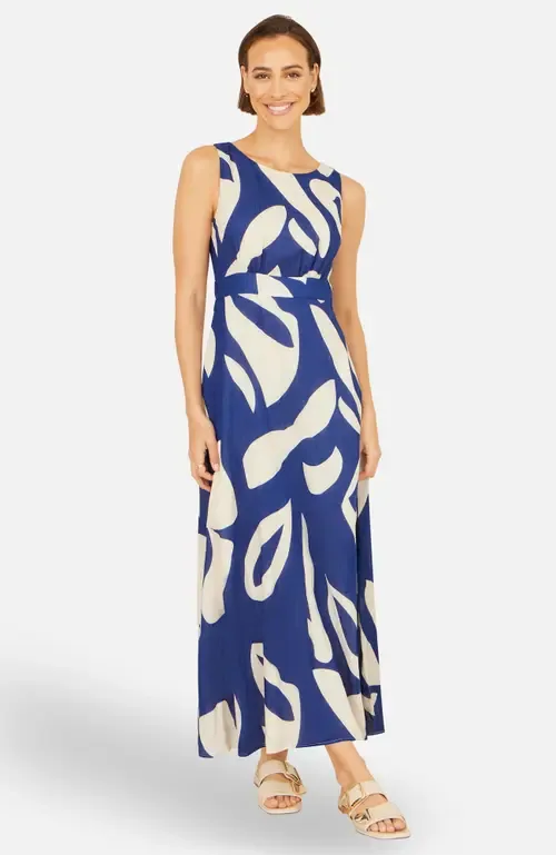 Cotton Abstract Print Maxi Dress by Yumi