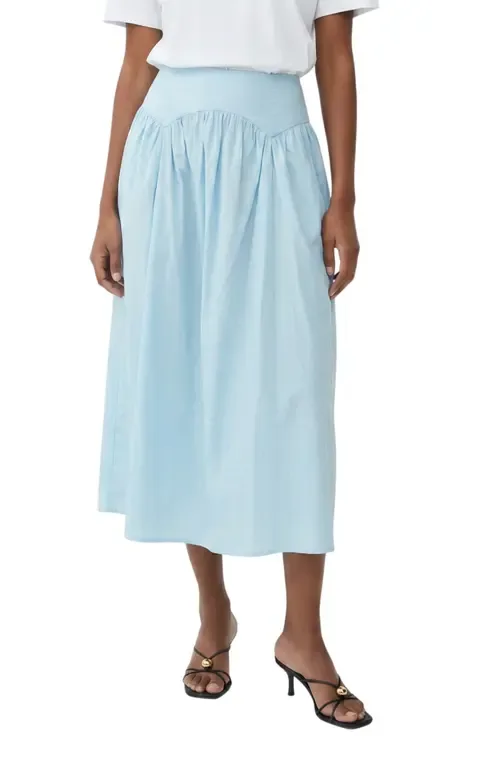 Maddy Drop Waist Stretch Cotton Midi Skirt by The Lulo Project