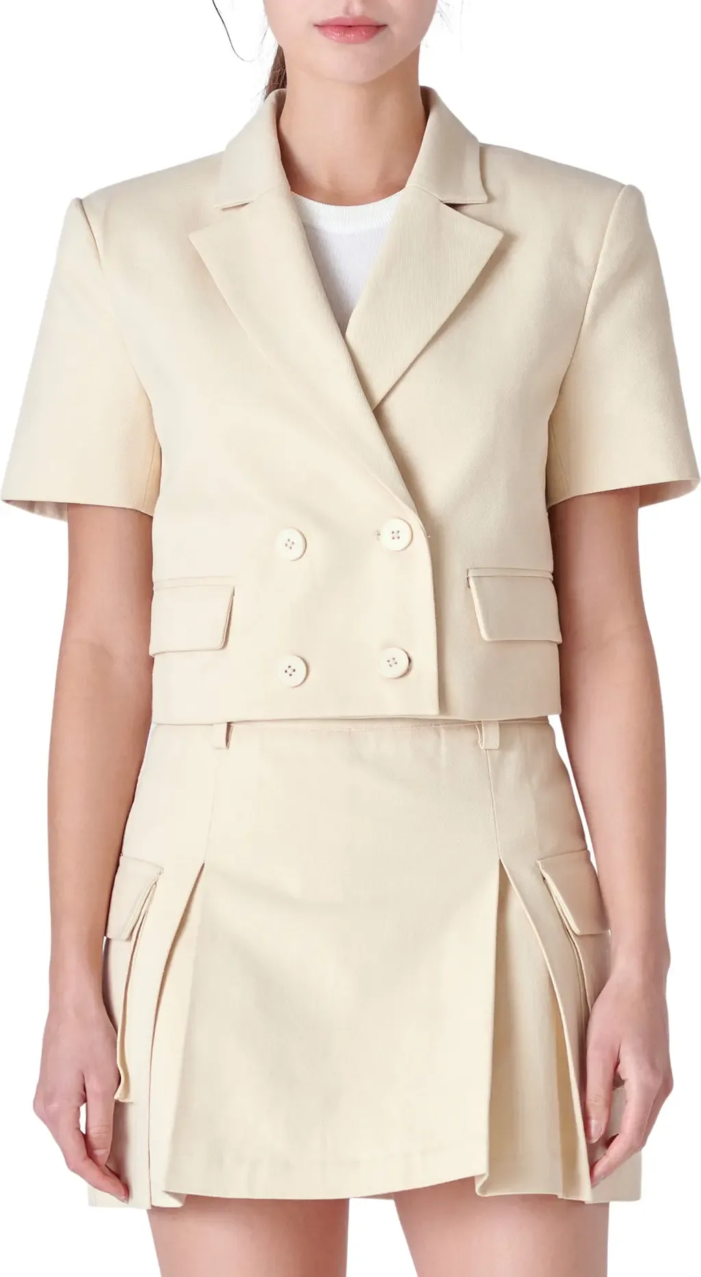 Short Sleeve Double Breasted Blazer by English Factory