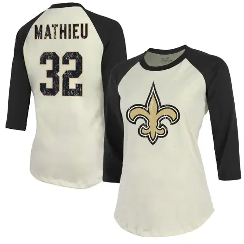 Majestic Threads Tyrann Mathieu New Orleans Saints Name & Number Raglan 3/4 Sleeve T-Shirt by Majestic Threads