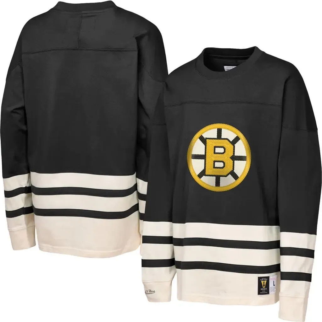Mitchell & Ness Boston Bruins Chainstitch Heavyweight Long Sleeve Top by Mitchell & Ness
