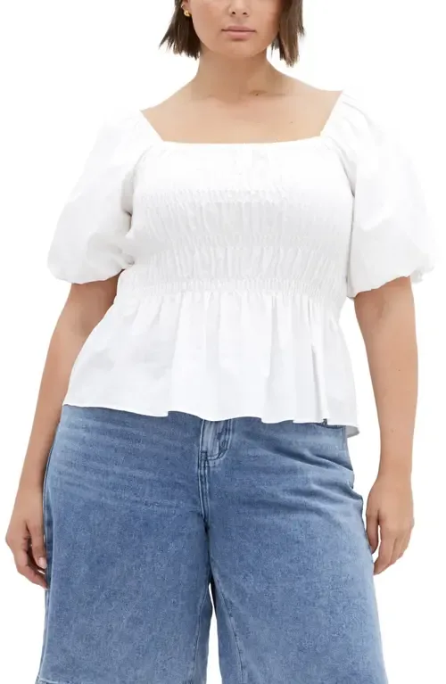 Blaire Smocked Peplum Top by City Chic