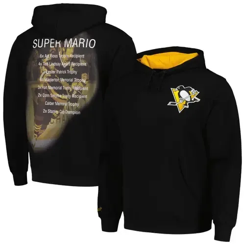Mitchell & Ness Mario Lemieux Pittsburgh Penguins Premium Name & Number Fleece Pullover Sweatshirt by Mitchell & Ness