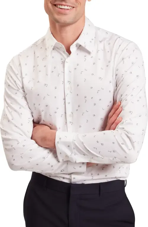 Iskran Floral Print Stretch Cotton Button-Up Shirt by Ted Baker