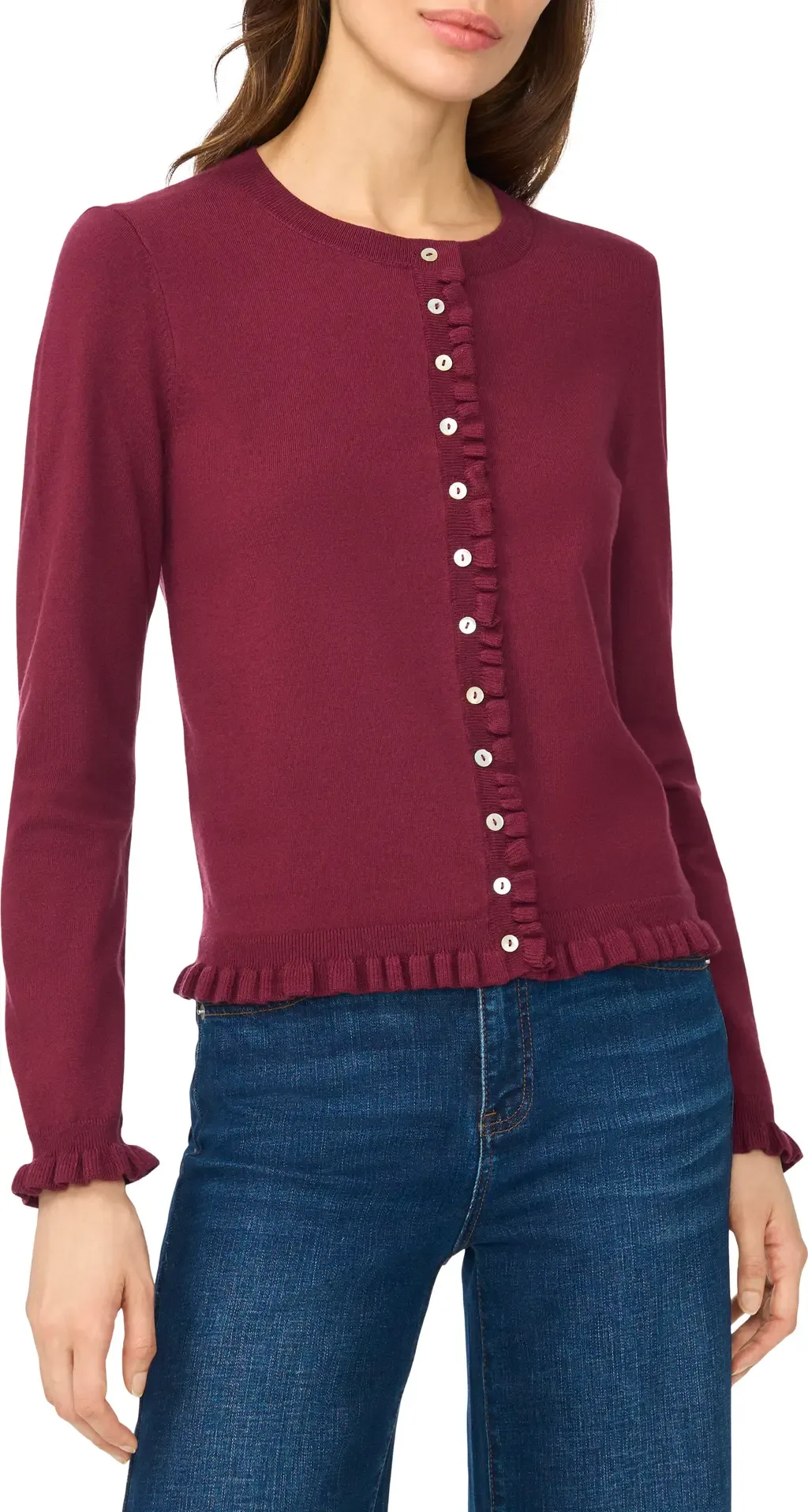 Ruffle Trim Cardigan by CeCe