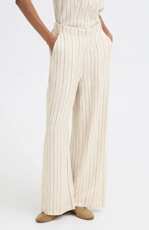 Wide Leg Linen Blend Pants by ICHI