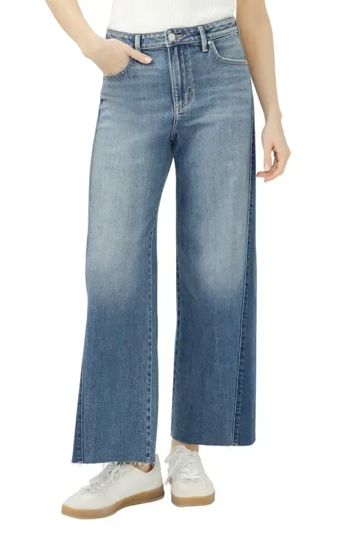 Isbister Raw Hem Two Tone High Waist Wide Leg Jeans by Silver Jeans Co.