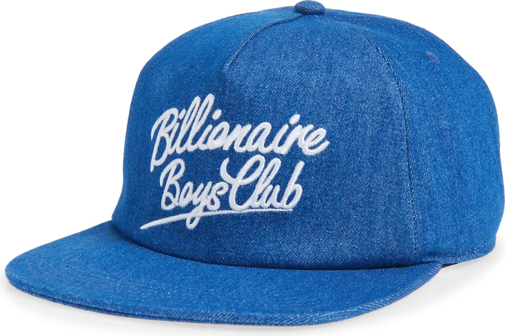Script Embroidered Denim Adjustable Baseball Cap by Billionaire Boys Club