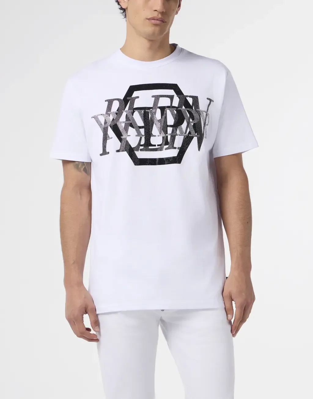 Round Neck T-Shirt Logo Stones by PHILIPP PLEIN