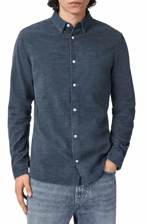Lorella Rib Cotton Button-Up Shirt by AllSaints