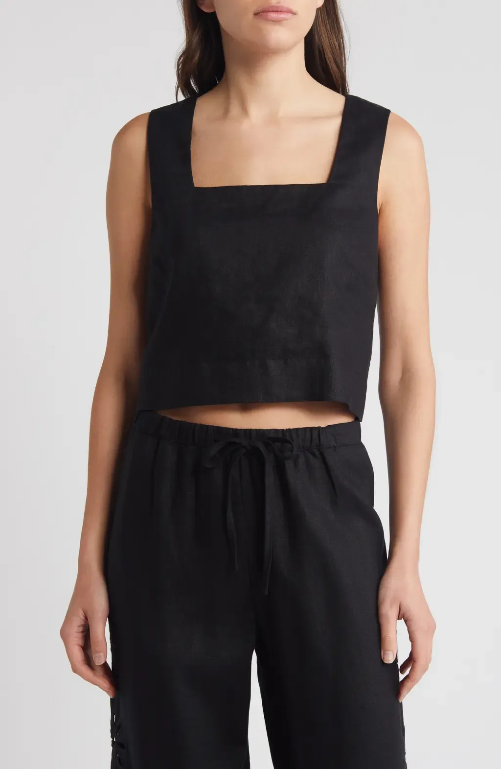 Akira Linen Crop Tank Top by Rails