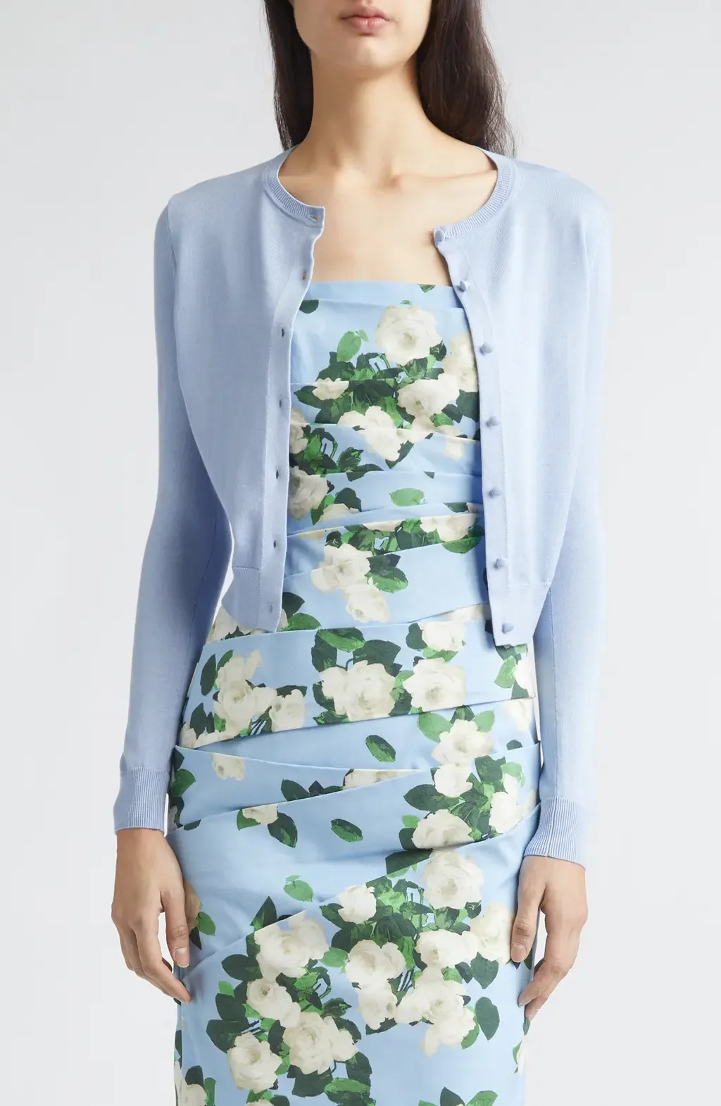 Silk & Cotton Crop Cardigan by Carolina Herrera