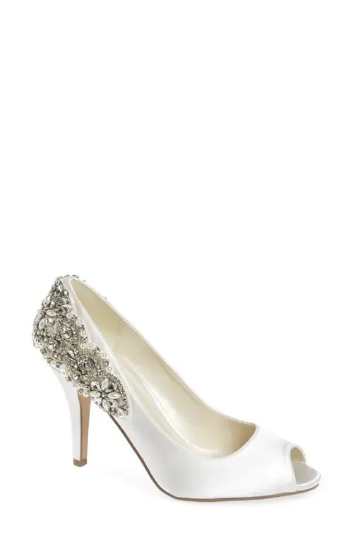 Cynthia Embellished Pump in Ivory Satin by Paradox London Pink