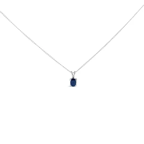 14K Gold 6x4MM Oval Shaped Gemstone Solitaire Pendant Necklace by Haus of Brilliance