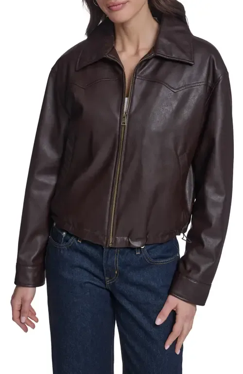 Western Yoke Faux Leather Bomber Jacket by levi's