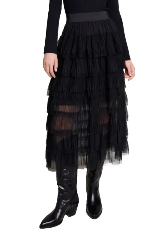 Tulle Midi Skirt by maje