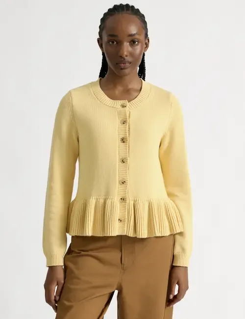 Peplum Cotton Cardigan by Albaray