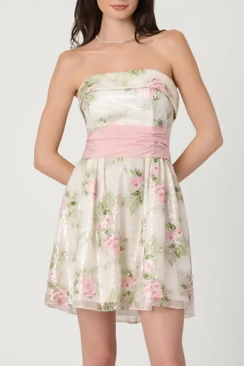 Rose Garden Sequin Midnight Sullivan Dress by Shoshanna