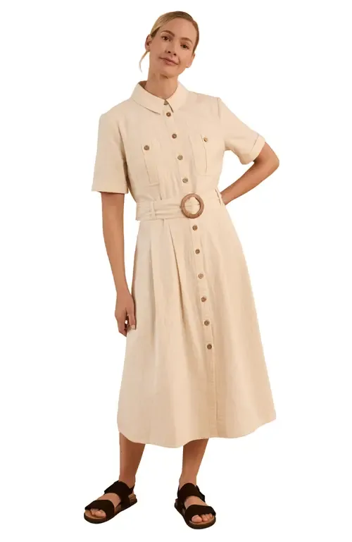 Belted Safari Midi Shirt Dress by Celtic & Co.