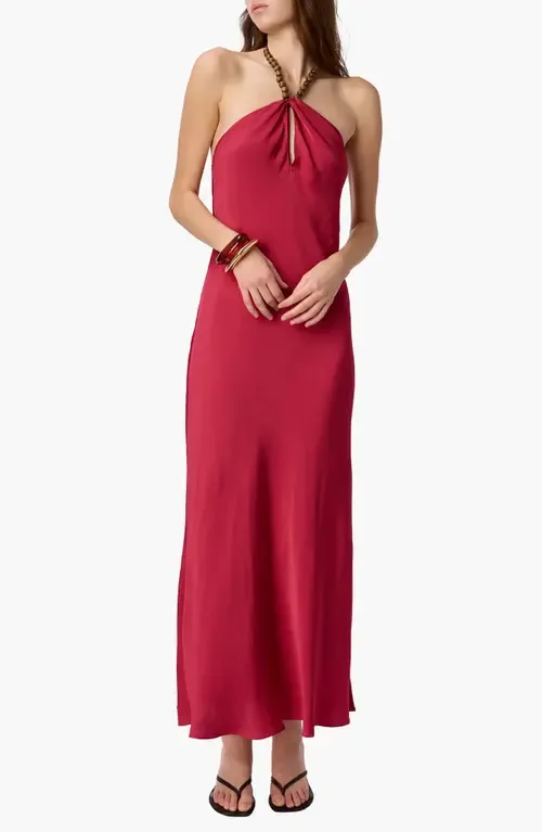 Giulia Hammered Silk Halter Dress by CAMI NYC