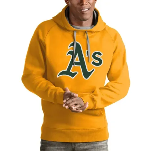 Antigua Gold Oakland Athletics Victory Pullover Team Logo Hoodie by ANTIGUA