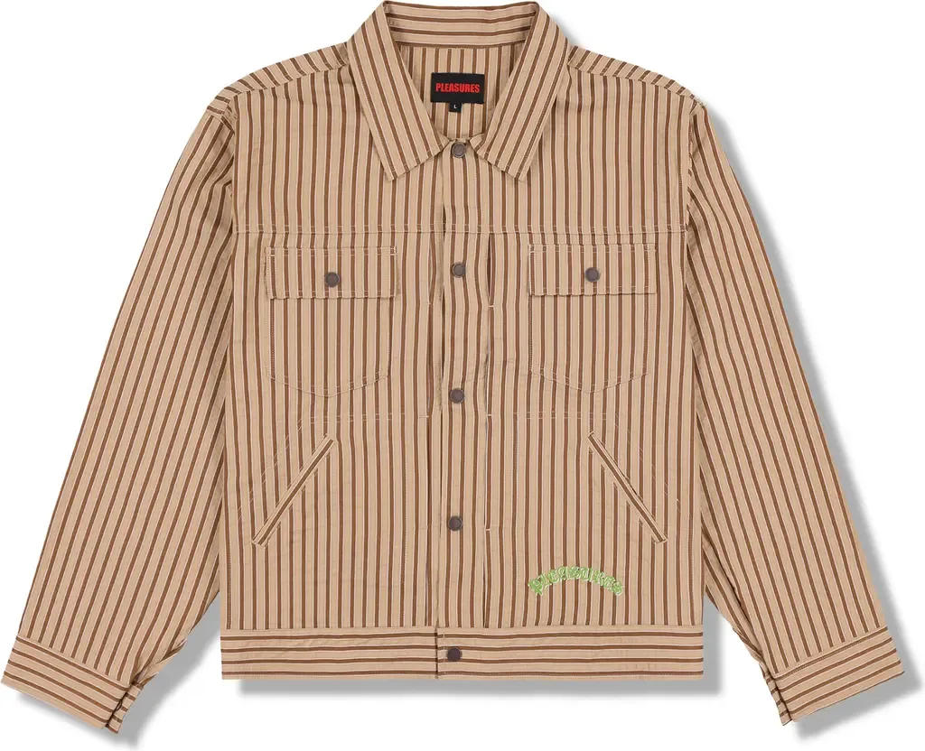 Cat Mirror Stripe Cotton Trucker Jacket by PLEASURES