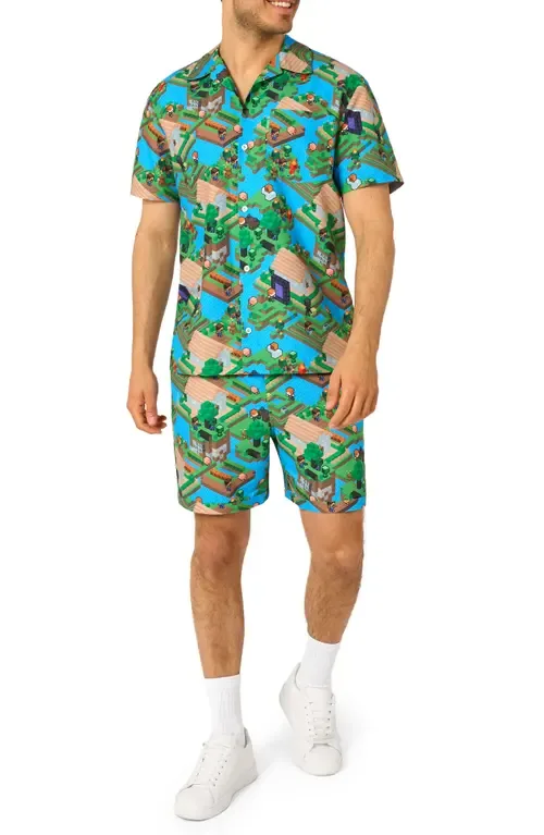 Minecraft™ Overworld Camp Shirt & Drawstring Shorts Set by OppoSuits