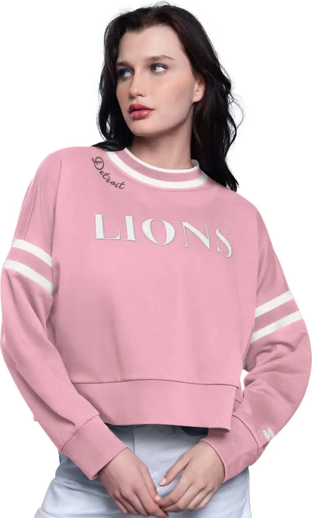 Starter Detroit Lions Power Play Cropped Pullover Sweatshirt by STARTER
