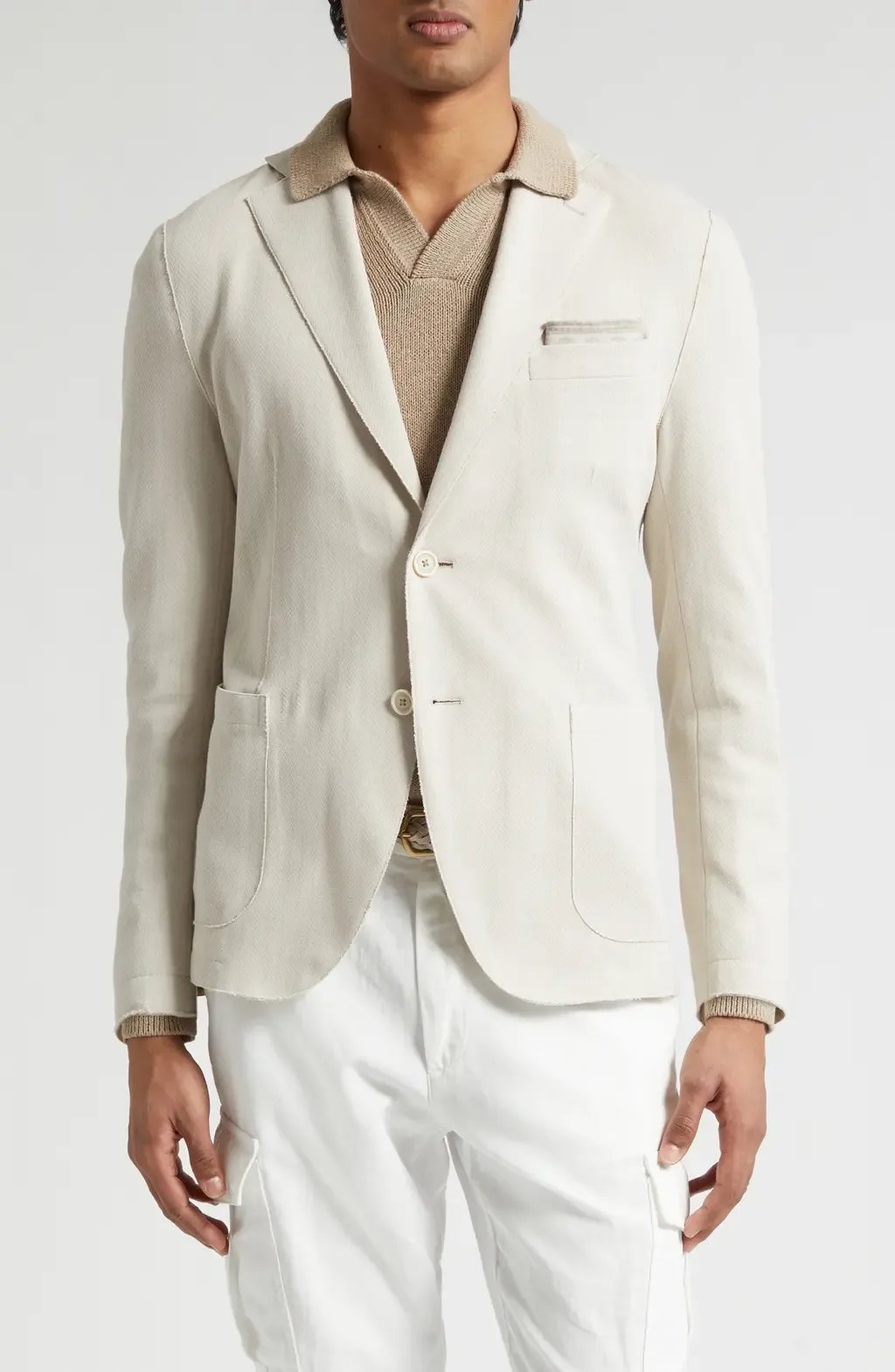 Cotton Blend Herringbone Knit Sport Coat by Eleventy