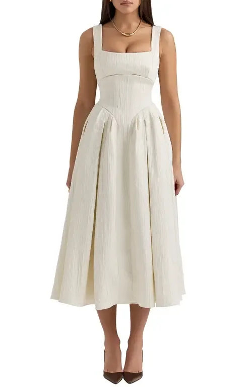 Isabeau Voluminous Fit & Flare Midi Dress by HOUSE OF CB