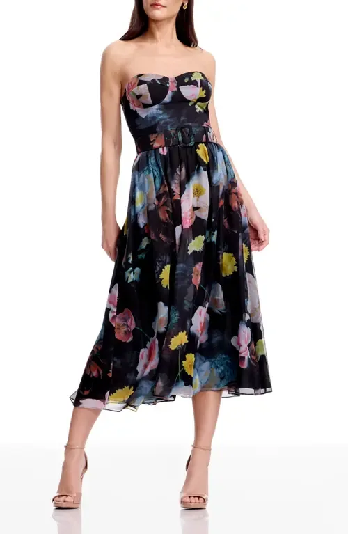 Jenny Floral Strapless Cocktail Dress by Dress the Population