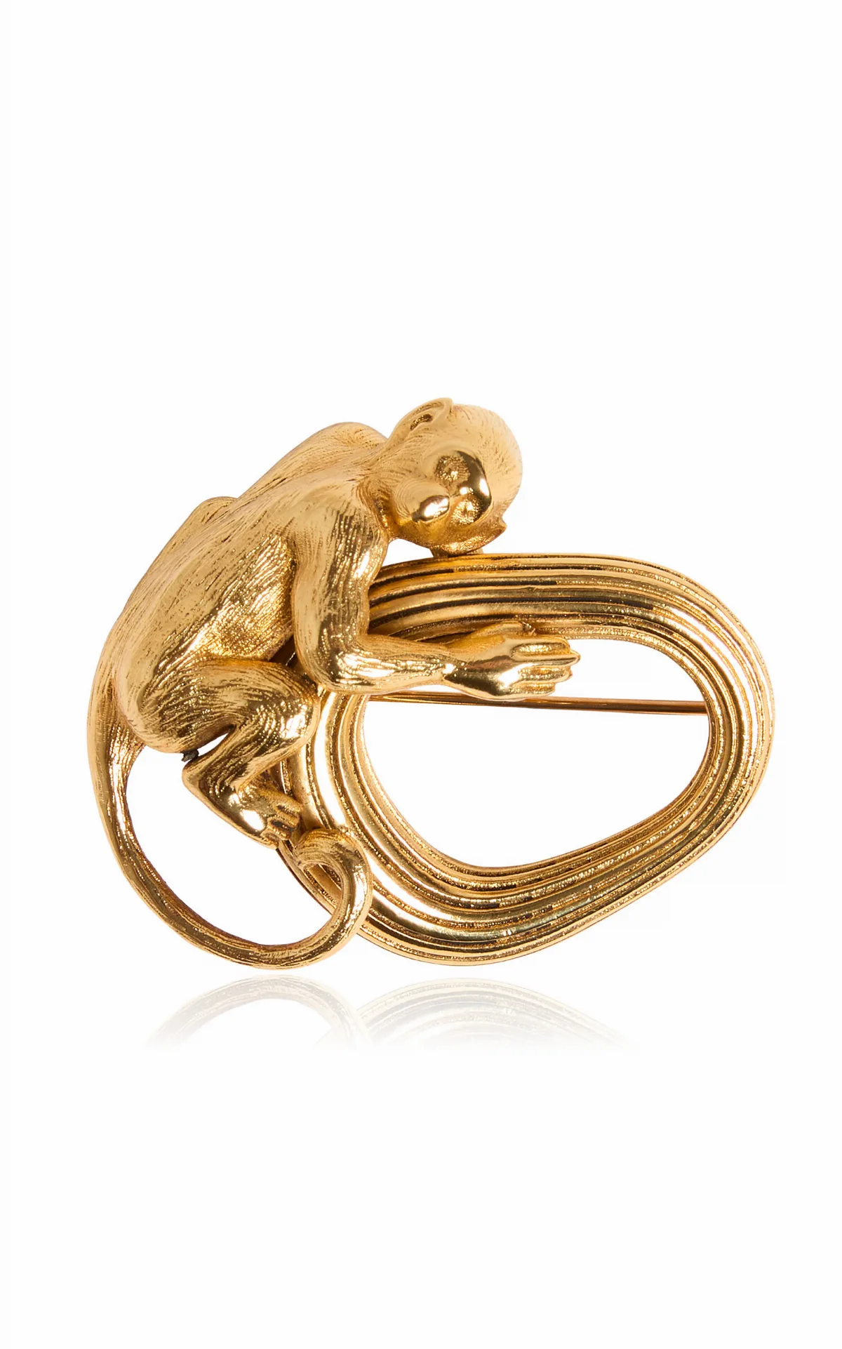 Monkey 18K Gold-Plated Brass Brooch by Khaite