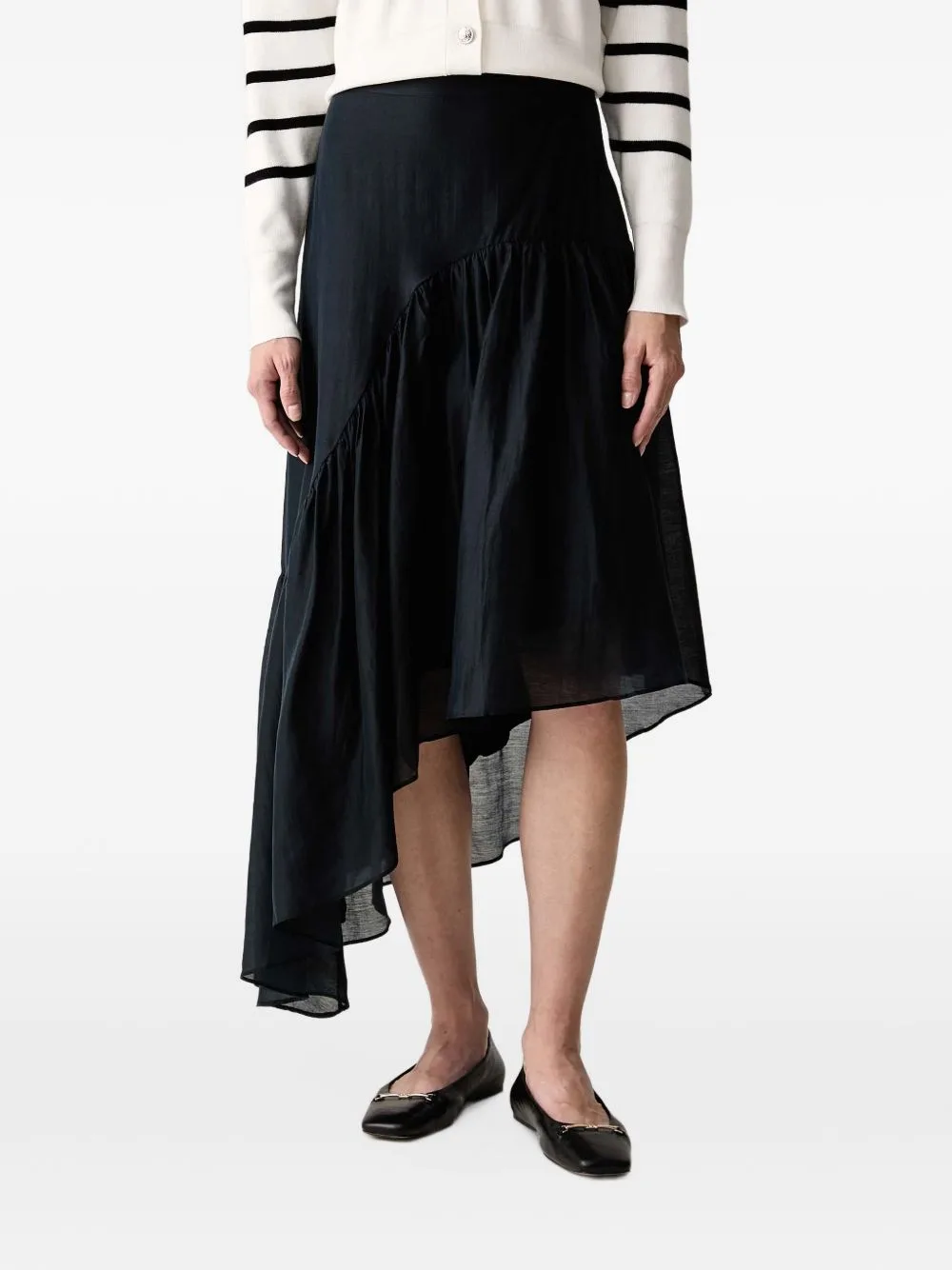 Asymmetric Ruffled Midi Skirt by Morgan