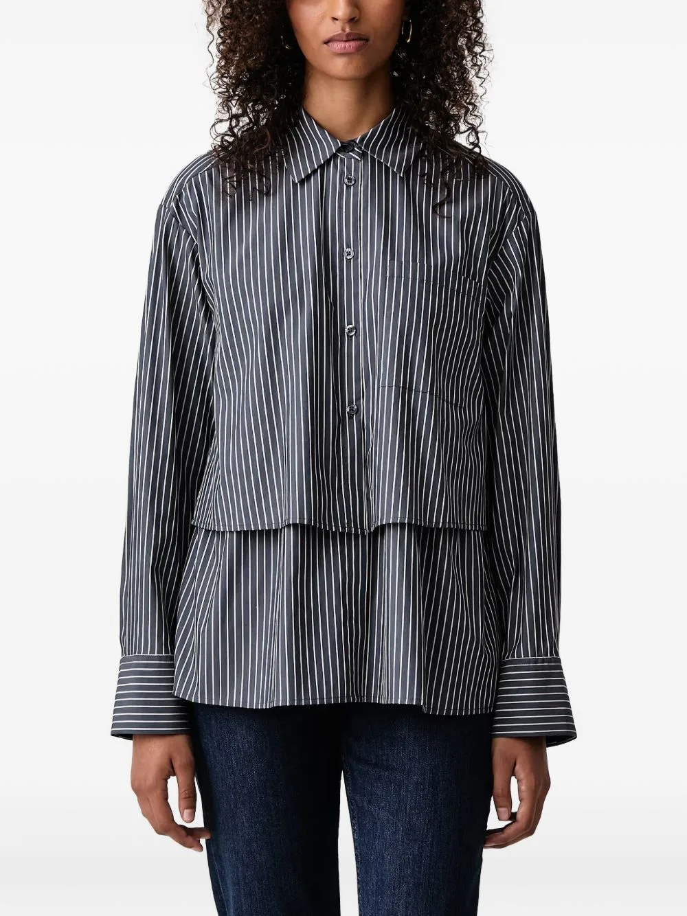MMBarb Vertical-Stripe Layered-Effect Shirt by Mos Mosh