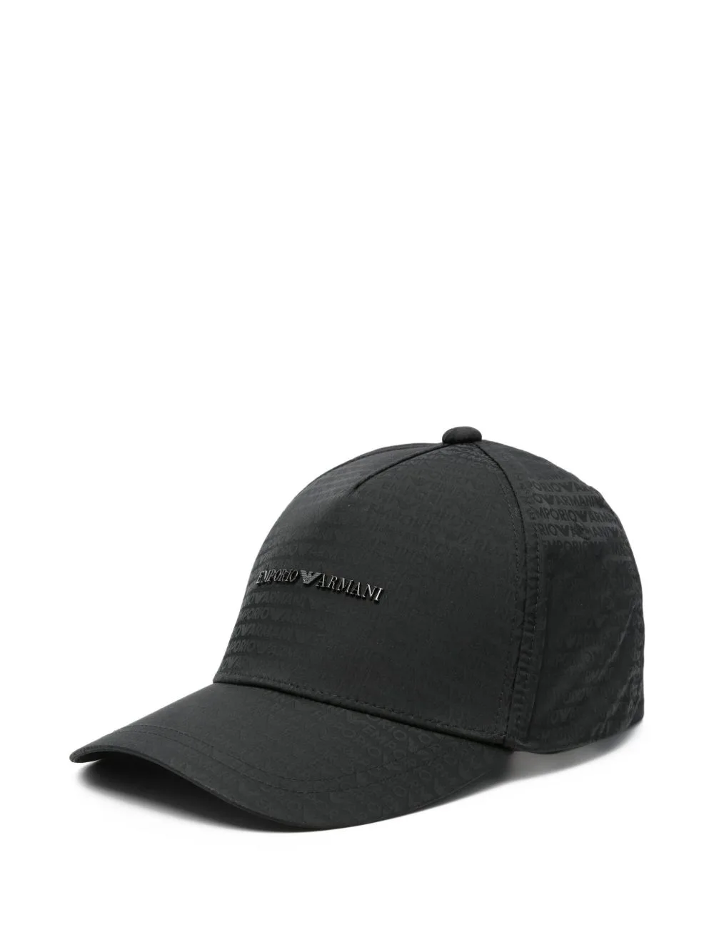 Jacquard Nylon Baseball Cap with All-Over Logo Lettering by Emporio Armani