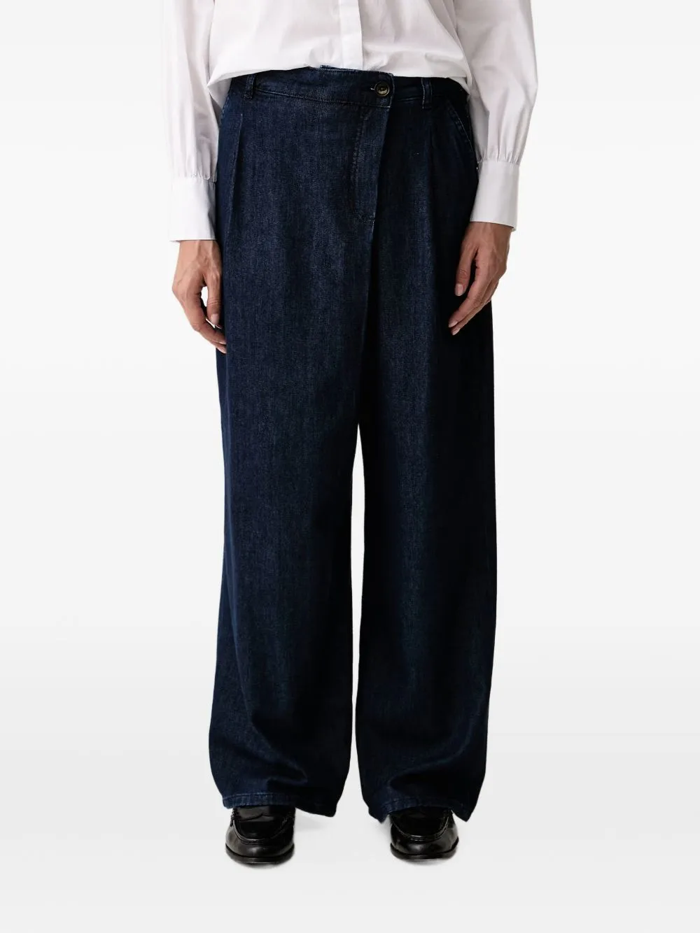 Wrap-Style Pleated Jeans by Mos Mosh