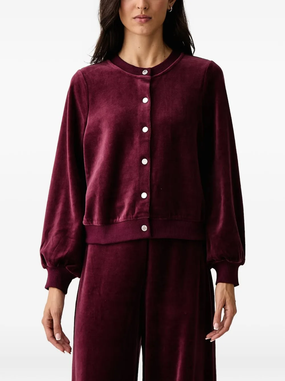 Velvet Press-Stud Sweatshirt by DKNY